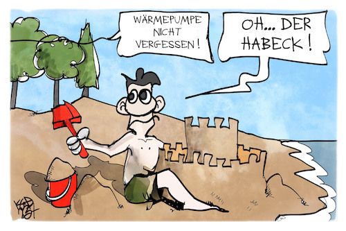 Cartoon: Wärmepumpe (medium) by Kostas Koufogiorgos tagged karikatur,koufogiorgos,wärmepumpe,sandburg,heizungsgesetz,geg,karikatur,koufogiorgos,wärmepumpe,sandburg,heizungsgesetz,geg