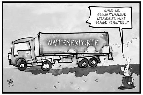 Cartoon: Waffenexporte (medium) by Kostas Koufogiorgos tagged karikatur,koufogiorgos,illustration,cartoon,waffen,waffenexporte,michel,sterbehilfe,geschäft,tod,krieg,wirtschaft,karikatur,koufogiorgos,illustration,cartoon,waffen,waffenexporte,michel,sterbehilfe,geschäft,tod,krieg,wirtschaft