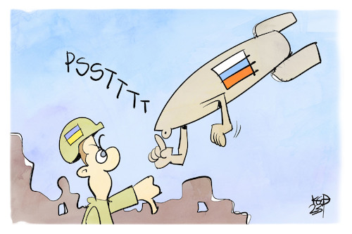 Cartoon: Waffenruhe (medium) by Kostas Koufogiorgos tagged karikatur,koufogiorgos,waffenruhe,russland,krieg,rakete,karikatur,koufogiorgos,waffenruhe,russland,krieg,rakete