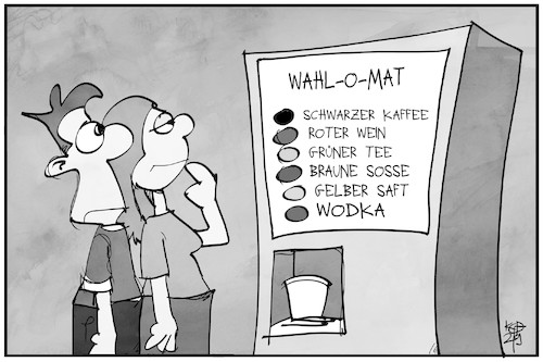 Cartoon: Wahl-O-Mat (medium) by Kostas Koufogiorgos tagged karikatur,koufogiorgos,illustration,cartoon,wahlomat,getränke,automat,bundestagswahl,wähler,karikatur,koufogiorgos,illustration,cartoon,wahlomat,getränke,automat,bundestagswahl,wähler