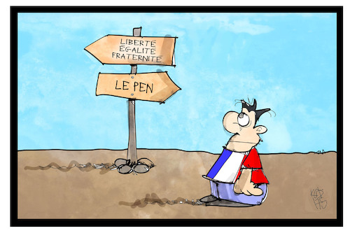 Cartoon: Wahl in Frankreich (medium) by Kostas Koufogiorgos tagged karikatur,koufogiorgos,illustration,cartoon,wahl,frankreich,le,pen,wegweiser,entscheidung,demokratie,karikatur,koufogiorgos,illustration,cartoon,wahl,frankreich,le,pen,wegweiser,entscheidung,demokratie