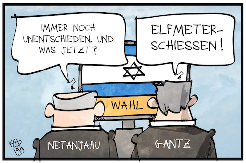 Cartoon: Wahl in Israel (medium) by Kostas Koufogiorgos tagged karikatur,koufogiorgos,illustration,cartoon,wahl,israel,patt,unentschieden,elfmeter,schießen,sport,fussball,karikatur,koufogiorgos,illustration,cartoon,wahl,israel,patt,unentschieden,elfmeter,schießen,sport,fussball