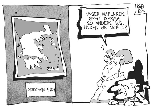 Cartoon: Wahlkampfthema Griechenland (medium) by Kostas Koufogiorgos tagged wahlkampf,wahlkreis,merkel,schäuble,bundestagswahl,griechenland,europa,karikatur,koufogiorgos,wahlkampf,wahlkreis,merkel,schäuble,bundestagswahl,griechenland,europa,karikatur,koufogiorgos