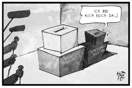 Cartoon: Wahlsonntag (medium) by Kostas Koufogiorgos tagged karikatur,koufogiorgos,illustration,cartoon,wahlsonntag,wahl,schleswig,holstein,frankreich,demokratie,wahlurne,scheinwerfer,kamera,licht,schatten,karikatur,koufogiorgos,illustration,cartoon,wahlsonntag,wahl,schleswig,holstein,frankreich,demokratie,wahlurne,scheinwerfer,kamera,licht,schatten