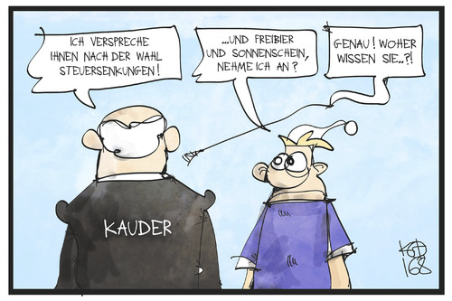 Cartoon: Wahlversprechen (medium) by Kostas Koufogiorgos tagged karikatur,koufogiorgos,illustration,cartoon,wahl,cdu,kauder,steuersenkungen,freibier,sonne,wahlversprechen,wähler,wahlkampf,politik,demokratie,karikatur,koufogiorgos,illustration,cartoon,wahl,cdu,kauder,steuersenkungen,freibier,sonne,wahlversprechen,wähler,wahlkampf,politik,demokratie