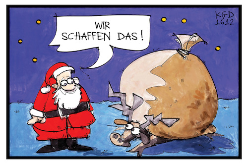 Cartoon: Weihnachten-geschafft! (medium) by Kostas Koufogiorgos tagged karikatur,koufogiorgos,illustration,cartoon,weihnachten,rudolph,weihnachtsmann,last,geschenke,karikatur,koufogiorgos,illustration,cartoon,weihnachten,rudolph,weihnachtsmann,last,geschenke