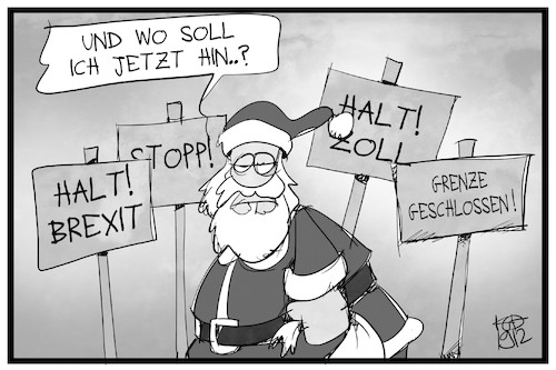 Cartoon: Weihnachten geschlossen (medium) by Kostas Koufogiorgos tagged karikatur,koufogiorgos,illustration,cartoon,weihnachtsmann,halt,stopp,grenze,geschlossen,karikatur,koufogiorgos,illustration,cartoon,weihnachtsmann,halt,stopp,grenze,geschlossen