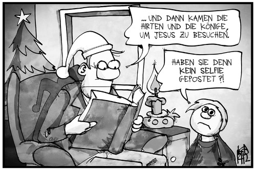 Cartoon: Weihnachtsgeschichte (medium) by Kostas Koufogiorgos tagged karikatur,koufogiorgos,illustration,cartoon,weihnachten,weihnachtsgeschichte,vater,sohn,familie,selfie,foto,digital,hirten,könige,jesus,christentum,religion,karikatur,koufogiorgos,illustration,cartoon,weihnachten,weihnachtsgeschichte,vater,sohn,familie,selfie,foto,digital,hirten,könige,jesus,christentum,religion