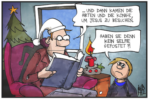 Cartoon: Weihnachtsgeschichte (medium) by Kostas Koufogiorgos tagged karikatur,koufogiorgos,illustration,cartoon,weihnachten,weihnachtsgeschichte,vater,sohn,familie,selfie,foto,digital,hirten,könige,jesus,christentum,religion,karikatur,koufogiorgos,illustration,cartoon,weihnachten,weihnachtsgeschichte,vater,sohn,familie,selfie,foto,digital,hirten,könige,jesus,christentum,religion