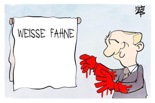 Cartoon: Weiße Fahne (medium) by Kostas Koufogiorgos tagged karikatur,koufogiorgos,putin,papst,fahne,handtuch,blut,karikatur,koufogiorgos,putin,papst,fahne,handtuch,blut