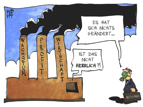 Cartoon: Weltklimaratsbericht (medium) by Kostas Koufogiorgos tagged karikatur,koufogiorgos,illustration,cartoon,weltklimarat,klima,umwelt,energie,kraftwerk,wirtschaft,profit,wachstum,umweltverschmutzung,ressourcen,karikatur,koufogiorgos,illustration,cartoon,weltklimarat,klima,umwelt,energie,kraftwerk,wirtschaft,profit,wachstum,umweltverschmutzung,ressourcen