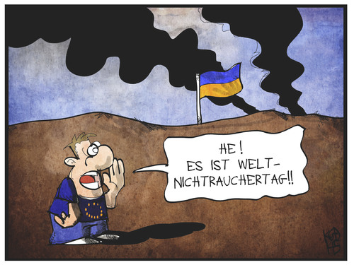 Cartoon: Weltnichtrauchertag und Ukraine (medium) by Kostas Koufogiorgos tagged karikatur,koufogiorgos,cartoon,illustration,ukraine,ostukraine,konflikt,krieg,weltnichtrauchertag,feuer,rauch,gesundheit,politik,karikatur,koufogiorgos,cartoon,illustration,ukraine,ostukraine,konflikt,krieg,weltnichtrauchertag,feuer,rauch,gesundheit,politik