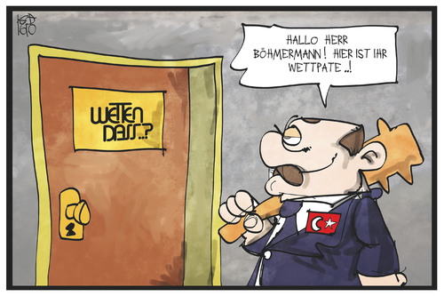 Cartoon: Wetten Dass..? (medium) by Kostas Koufogiorgos tagged karikatur,koufogiorgos,illustration,cartoon,wetten,dass,show,zdf,neo,magazin,royal,boehmermann,moderatir,ergogan,wettpate,tuerkei,fernsehen,karikatur,koufogiorgos,illustration,cartoon,wetten,dass,show,zdf,neo,magazin,royal,boehmermann,moderatir,ergogan,wettpate,tuerkei,fernsehen