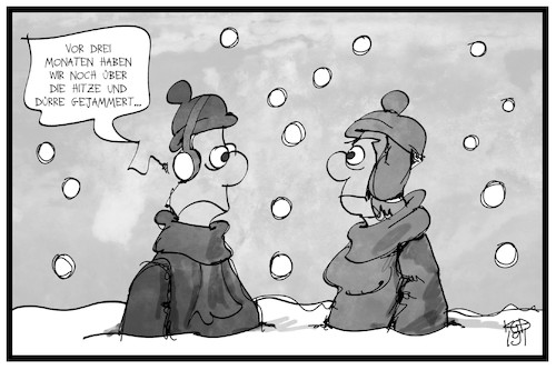 Cartoon: Wetter (medium) by Kostas Koufogiorgos tagged karikatur,koufogiorgos,illustration,cartoon,wetter,schnee,hitze,winter,dürre,kälte,karikatur,koufogiorgos,illustration,cartoon,wetter,schnee,hitze,winter,dürre,kälte