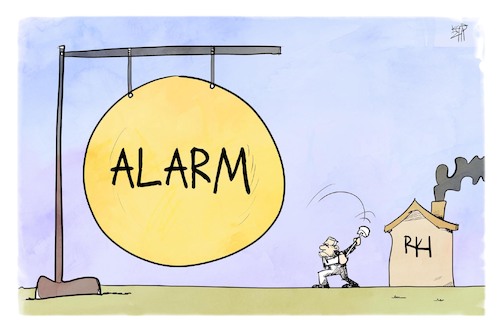 Cartoon: Wieler schlägt Alarm (medium) by Kostas Koufogiorgos tagged karikatur,koufogiorgos,illustration,cartoon,wieler,alarm,gong,rki,corona,pandemie,karikatur,koufogiorgos,illustration,cartoon,wieler,alarm,gong,rki,corona,pandemie