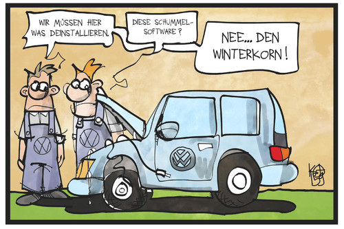 Cartoon: Winterkorn (medium) by Kostas Koufogiorgos tagged karikatur,koufogiorgos,illustration,cartoon,winterkorn,vw,chef,deinstallation,auto,volkswagen,werkstatt,mechaniker,betrug,skandal,software,wirtschaft,automobilindustrie,karikatur,koufogiorgos,illustration,cartoon,winterkorn,vw,chef,deinstallation,auto,volkswagen,werkstatt,mechaniker,betrug,skandal,software,wirtschaft,automobilindustrie