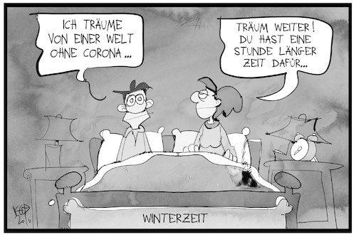 Cartoon: Winterzeit (medium) by Kostas Koufogiorgos tagged karikatur,koufogiorgos,illustration,cartoon,winterzeit,zeitumstellung,träumen,corona,paar,schlafen,karikatur,koufogiorgos,illustration,cartoon,winterzeit,zeitumstellung,träumen,corona,paar,schlafen