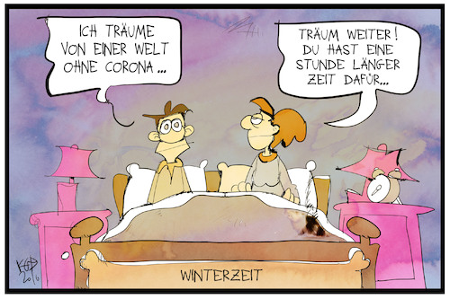 Cartoon: Winterzeit (medium) by Kostas Koufogiorgos tagged karikatur,koufogiorgos,illustration,cartoon,winterzeit,zeitumstellung,träumen,corona,paar,schlafen,karikatur,koufogiorgos,illustration,cartoon,winterzeit,zeitumstellung,träumen,corona,paar,schlafen