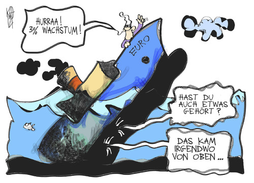 Cartoon: Wirtschaftsboom (medium) by Kostas Koufogiorgos tagged koufogiorgos,kostas,karikatur,wachstum,eu,waehrung,untergang,michel,schiff,schulden,bip,2011,boom,wirtschaft,führungsanspruch,zeit,crisis,leadership,führungsrolle,euro,krise,germany,leading,role,europe,rolle,deutschland,europa,europa,deutschland,europe,krise,euro,führungsrolle