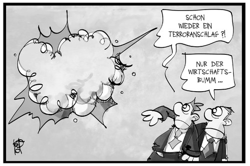 Cartoon: Wirtschaftsbumm (medium) by Kostas Koufogiorgos tagged karikatur,koufogiorgos,illustration,cartoon,wirtschaft,knall,boom,bumm,terroranschlag,angst,panik,konjunktur,karikatur,koufogiorgos,illustration,cartoon,wirtschaft,knall,boom,bumm,terroranschlag,angst,panik,konjunktur