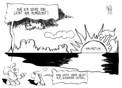 Cartoon: Wirtschaftswachstum (medium) by Kostas Koufogiorgos tagged wirtschaft,wachstum,merkel,licht,europa,krise,untergang,karikatur,kostas,koufogiorgos