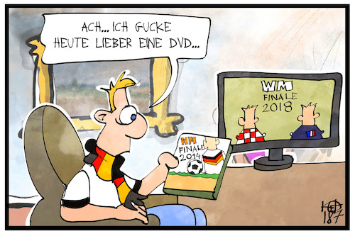 Cartoon: WM-Finale ohne Deutschland (medium) by Kostas Koufogiorgos tagged karikatur,koufogiorgos,illustration,cartoon,wm,finale,dvd,boykott,fernsehen,zuschauer,sport,fussball,2014,weltmeister,nationalmannschaft,deutschland,karikatur,koufogiorgos,illustration,cartoon,wm,finale,dvd,boykott,fernsehen,zuschauer,sport,fussball,2014,weltmeister,nationalmannschaft,deutschland