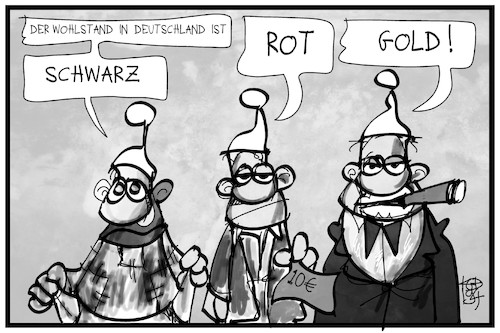 Cartoon: Wohlstandsgefälle (medium) by Kostas Koufogiorgos tagged karikatur,koufogiorgos,illustration,cartoon,wohlstands,gefälle,einkommen,schwarz,rot,gold,reichtum,armut,ungerechtigkeit,michel,deutschland,wohlstand,karikatur,koufogiorgos,illustration,cartoon,wohlstands,gefälle,einkommen,schwarz,rot,gold,reichtum,armut,ungerechtigkeit,michel,deutschland,wohlstand