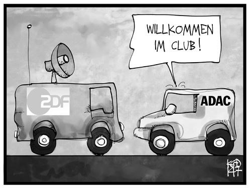 Cartoon: ZDF und ADAC (medium) by Kostas Koufogiorgos tagged karikatur,koufogiorgos,illustration,cartoon,zdf,adac,betrug,auto,üwagen,gelber,engel,club,medien,sender,mitglied,karikatur,koufogiorgos,illustration,cartoon,zdf,adac,betrug,auto,üwagen,gelber,engel,club,medien,sender,mitglied