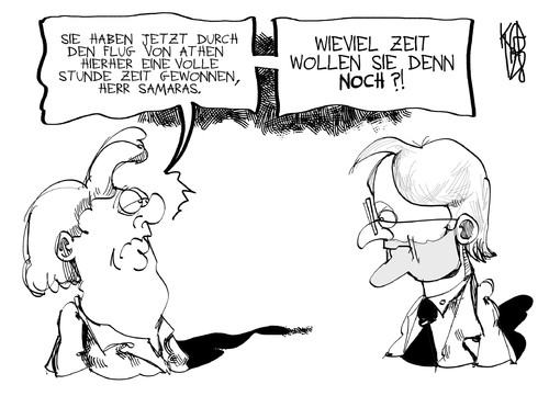 Cartoon: Zeit für Griechenland (medium) by Kostas Koufogiorgos tagged europa,zeit,merkel,samaras,griechenland,koufogiorgos,kostas,karikatur,krise,schulden,euro,griechenland,samaras,merkel,zeit,europa,euro,schulden,krise,karikatur,kostas,koufogiorgos