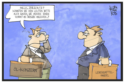 Cartoon: Zivilschutzkonzept (medium) by Kostas Koufogiorgos tagged karikatur,koufogiorgos,illustration,cartoon,zivilschutzkonzept,ölkonzern,lebensmittelkonzern,lobbyist,lobbyismus,hamsterkäufe,nutzen,politik,karikatur,koufogiorgos,illustration,cartoon,zivilschutzkonzept,ölkonzern,lebensmittelkonzern,lobbyist,lobbyismus,hamsterkäufe,nutzen,politik