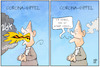 Cartoon: 2Gplus (small) by Kostas Koufogiorgos tagged karikatur,koufogiorgos,illustration,cartoon,scholz,scharf,feuer,gipfel,2gplus,pandemie,corona