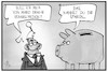 Cartoon: Abschied von Draghi (small) by Kostas Koufogiorgos tagged karikatur,koufogiorgos,illustration,cartoon,mario,draghi,ezb,sparschwein,sparer,wirtschaft,zinsen