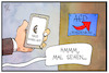 Cartoon: AfD Brandenburg (small) by Kostas Koufogiorgos tagged karikatur,illustration,cartoon,koufogiorgos,afd,partei,verfassungsschutz,brandenburg,nati,warnung,app