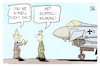 Cartoon: Air Defender (small) by Kostas Koufogiorgos tagged karikatur,koufogiorgos,scholz,air,defender,doppelwumms,schnelligkeit,kampfjet