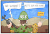 Cartoon: AKK in Syrien (small) by Kostas Koufogiorgos tagged karikatur,koufogiorgos,illustration,cartoon,akk,syrien,rambo,sicherheitszone,krieg,konflikt,bundeswehr