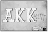 Cartoon: AKKaputt (small) by Kostas Koufogiorgos tagged karikatur,koufogiorgos,illustration,cartoon,akk,kramp,karrenbauer,cdu,partei,rücktritt,kaputt,vorsitz