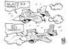Cartoon: Angriff auf Frankreich (small) by Kostas Koufogiorgos tagged moody,rating,agentur,frankreich,israel,hamas,krieg,nahost,wirtschaft,aaa,attacke,karikatur,kostas,koufogiorgos