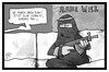 Cartoon: Anne Will (small) by Kostas Koufogiorgos tagged karikatur,koufogiorgos,illustration,cartoon,anne,will,nora,illi,niqab,vollverschleierung,radikal,islamistisch,waffe,djihad,talkshow,fernsehen,frau,terrorismus