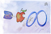 Cartoon: Apple und Meta (small) by Kostas Koufogiorgos tagged koufogiorgos,meta,apple,digital,eu,strafe