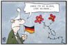Cartoon: Auf gute EU-Nachbarschaft (small) by Kostas Koufogiorgos tagged karikatur,koufogiorgos,illustration,cartoon,deutschland,eu,europa,nachbarn,blumen,dank,dornen,streit,michel