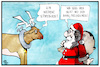 Cartoon: Bahnstreik (small) by Kostas Koufogiorgos tagged karikatur,koufogiorgos,illustration,cartoon,bahn,streik,tarifstreit,arbeitskampf,weihnachtsmann,rentier