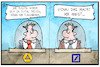 Cartoon: Bankenfusion (small) by Kostas Koufogiorgos tagged karikatur,koufogiorgos,illustration,cartoon,bank,fusion,arbeitsplatz,kasse,commerzbank,deutsche