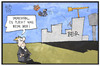 Cartoon: BER (small) by Kostas Koufogiorgos tagged karikatur,koufogiorgos,illustration,cartoon,ber,pressesprecher,flughafen,berlin,fliegen,rauswurf,kuendigung,baustelle,grossprojekt