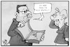 Cartoon: Bestell-Politik (small) by Kostas Koufogiorgos tagged karikatur,koufogiorgos,illustration,cartoon,merkel,spahn,pizza,bestellung,mangel,wenig,impfstoff,lieferung