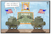 Cartoon: Bewaffnung an Schulen (small) by Kostas Koufogiorgos tagged karikatur,koufogiorgos,illustration,cartoon,usa,schule,bewaffnung,panzer,waffen,gewalt,schutz,lehrer,schueler