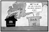 Cartoon: BKA-Warnung (small) by Kostas Koufogiorgos tagged karikatur,koufogiorgos,illustration,cartoon,bka,bundeskriminalamt,flüchtlingskrise,brand,unterkunft,heim,grillen,feuer,alarm,rechtsextremismus,anschlag
