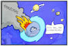 Cartoon: Brände am Amazonas (small) by Kostas Koufogiorgos tagged karikatur,koufogiorgos,illustration,cartoon,brand,amazonas,erde,stern,planet,weltall,feuer,umwelt,sternschnuppe