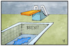 Cartoon: Brexit (small) by Kostas Koufogiorgos tagged karikatur,koufogiorgos,illustration,cartoon,brexit,grossbritannien,uk,europa,eu,austritt,sprung,wasser