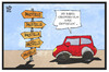 Cartoon: Bundesverkehrswegeplan (small) by Kostas Koufogiorgos tagged karikatur,koufogiorgos,illustration,cartoon,bundesverkehrswegeplan,strasse,baustelle,wegweiser,auto,verkehr,infrastruktur,instandhaltung