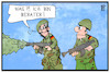 Cartoon: Bundeswehrberater (small) by Kostas Koufogiorgos tagged karikatur,koufogiorgos,illustration,cartoon,berater,bundeswehr,geld,verpulvern,gewehr,schiessen,soldat,militär